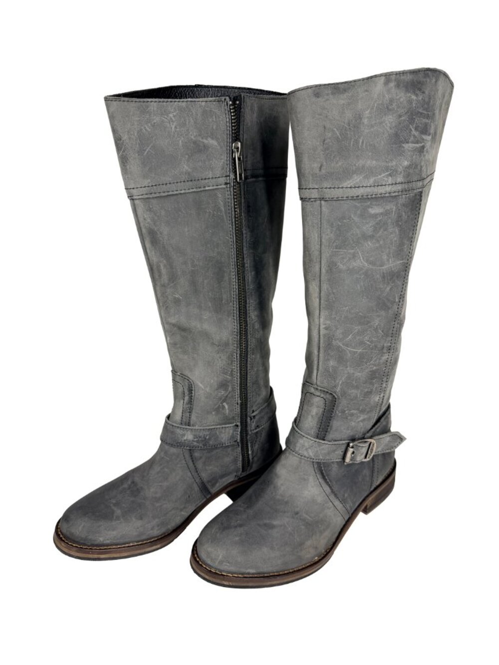 Wolverine Gray Distressed Leather Knee High Riding Moto Boots Size 6.5